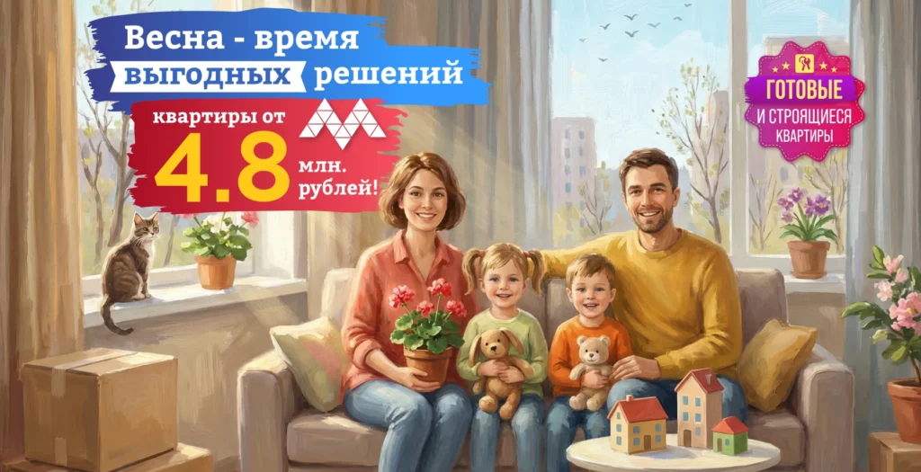 Весна — время выгодных решений. Квартиры от 4,7 млн. рублей